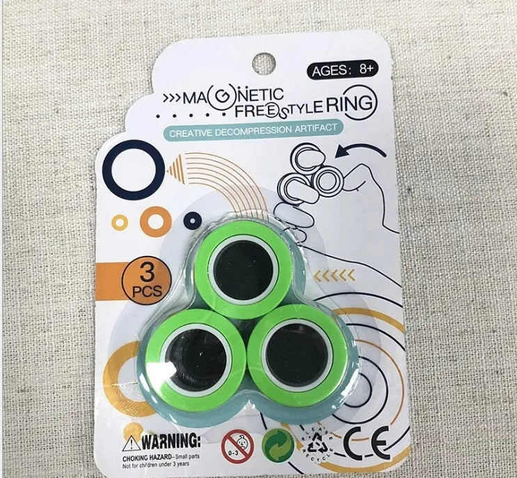 Magnetic finger rotating ring plastic fidget toy 1.8cm inner 3.2cm outer diameter