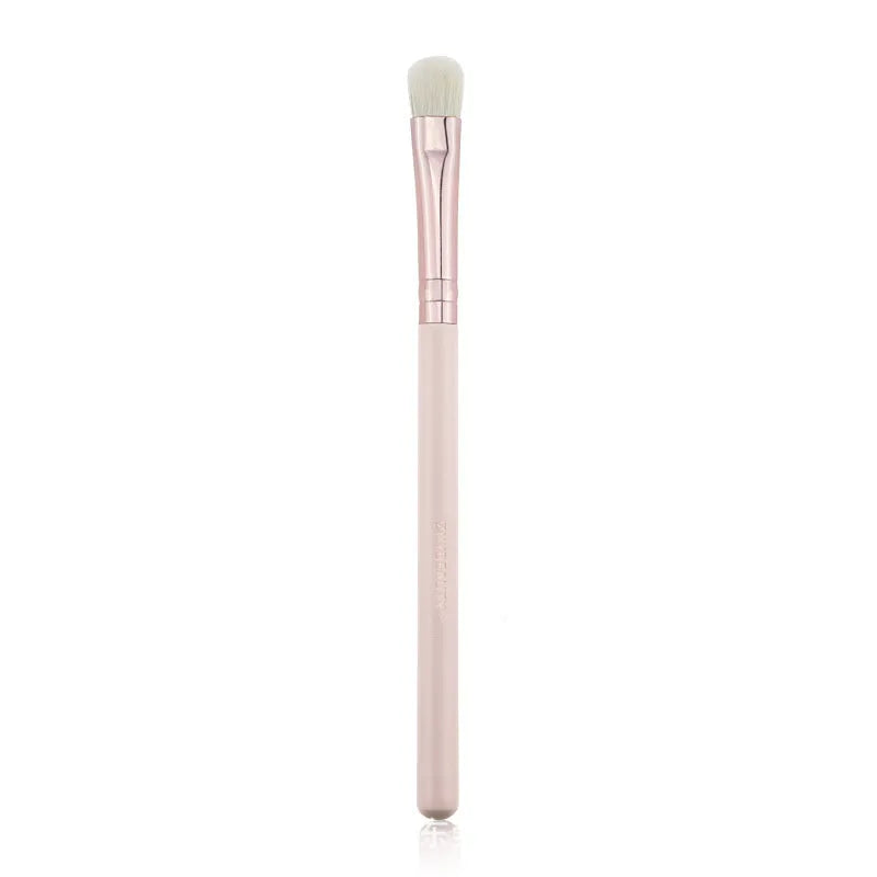 26 pink-handled makeup brushes with wool bristles in a PU travel case