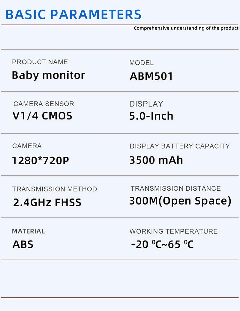 White wireless baby monitor with 5-inch HD screen on a nursery shelf