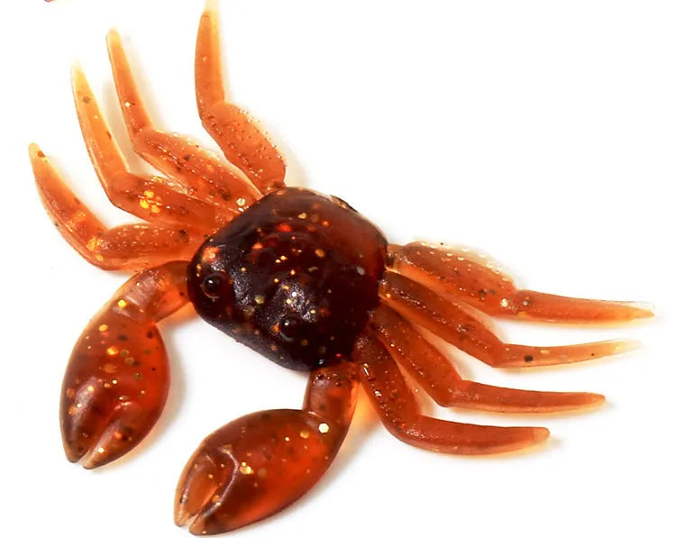 8cm PVC soft crab fishing lure in brown and red colour variations