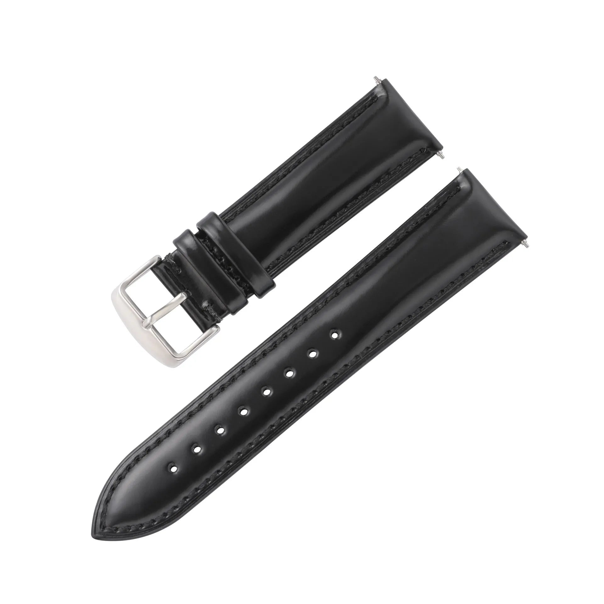 Quick release watch strap in bright cowhide leather showing colour options and width measurements