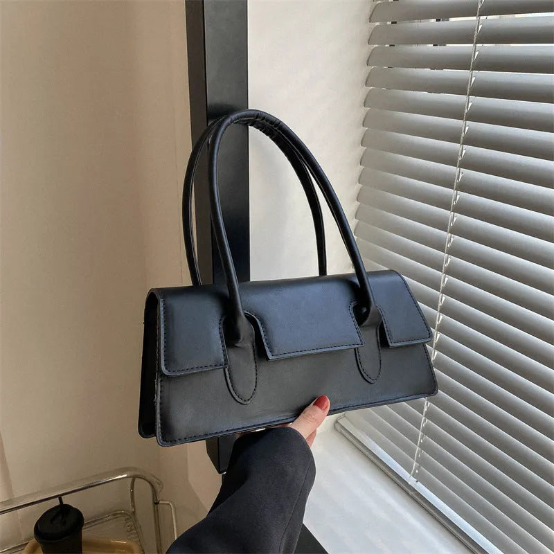 Women's small square shoulder bag in PU leather with stitching detail