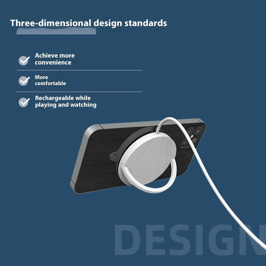 15W magnetic wireless charger pad in black with TypeC port for iPhone and Android