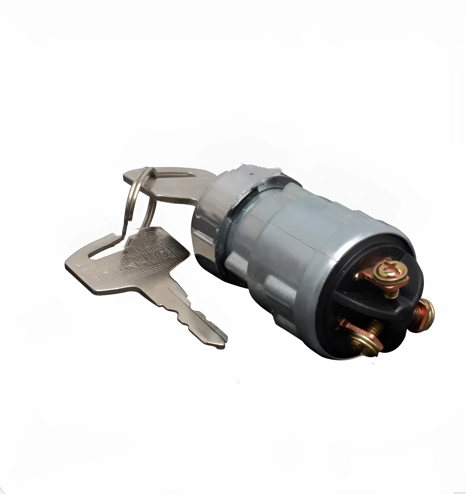 Pure copper vehicle ignition switch with key for trucks and forklifts.