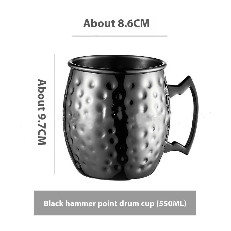 Stainless steel Moscow Mule cup with copper-plated finish in silver, gold, rose gold or black colour options
