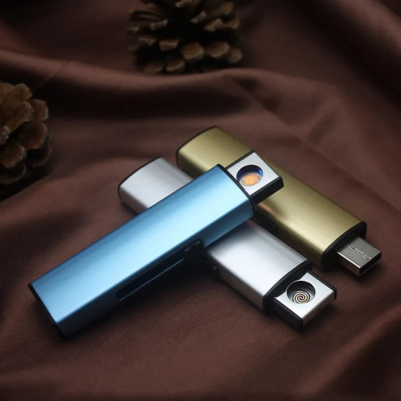 Set of 20 metal USB rechargeable windproof cigarette lighters in assorted colours