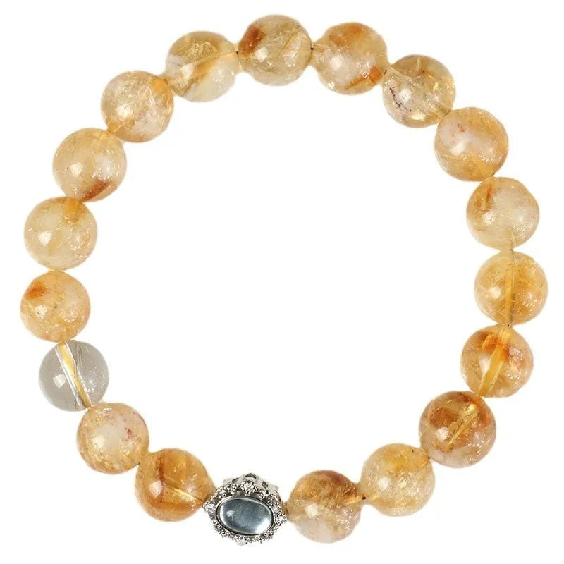 Citrine crystal bracelet with 10mm geometry stones, polished grinding treatment, unisex jewellery design