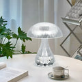 White touch control USB rechargeable night lamp with acrylic light body on a table.