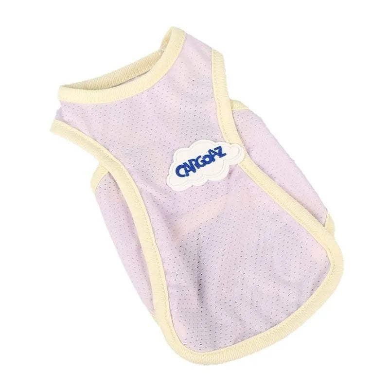 Lightweight grass green polyester vest for a cat, showing a simple sports-style pullover design.