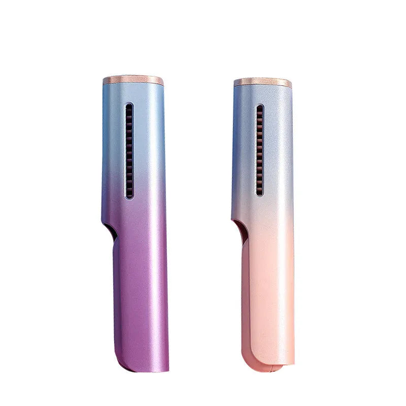 Wireless charging USB negative ion hair straightening comb with tourmaline ceramic heat conductor, 3D gradient green colour