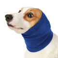 Blue and grey dog headband scarf in soft polyester fabric with adjustable sizing