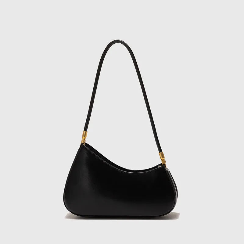 Retro oval women's underarm bag in PU leather with single shoulder strap shown in multiple colour options