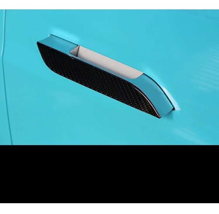 Carbon fibre door handle protection patches for Tesla Model S vehicle
