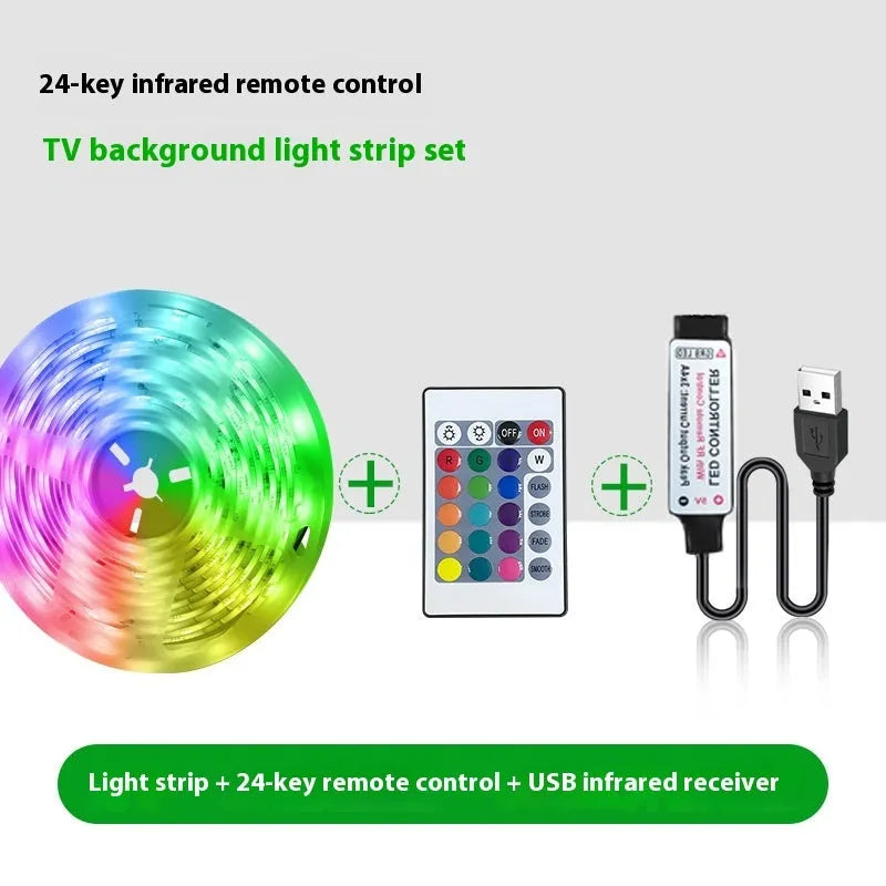 24-key mini Bluetooth RGB controller with DC head for 5050 LED light bars, 5-24V input.