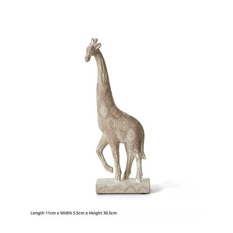 European style wood colour resin giraffe decorative ornament for home shelf display.