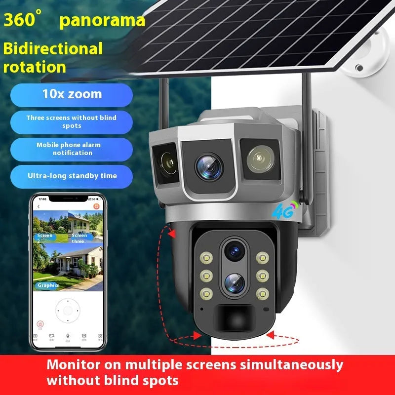 V380 outdoor smart security camera with 4G connectivity and 10x zoom lens