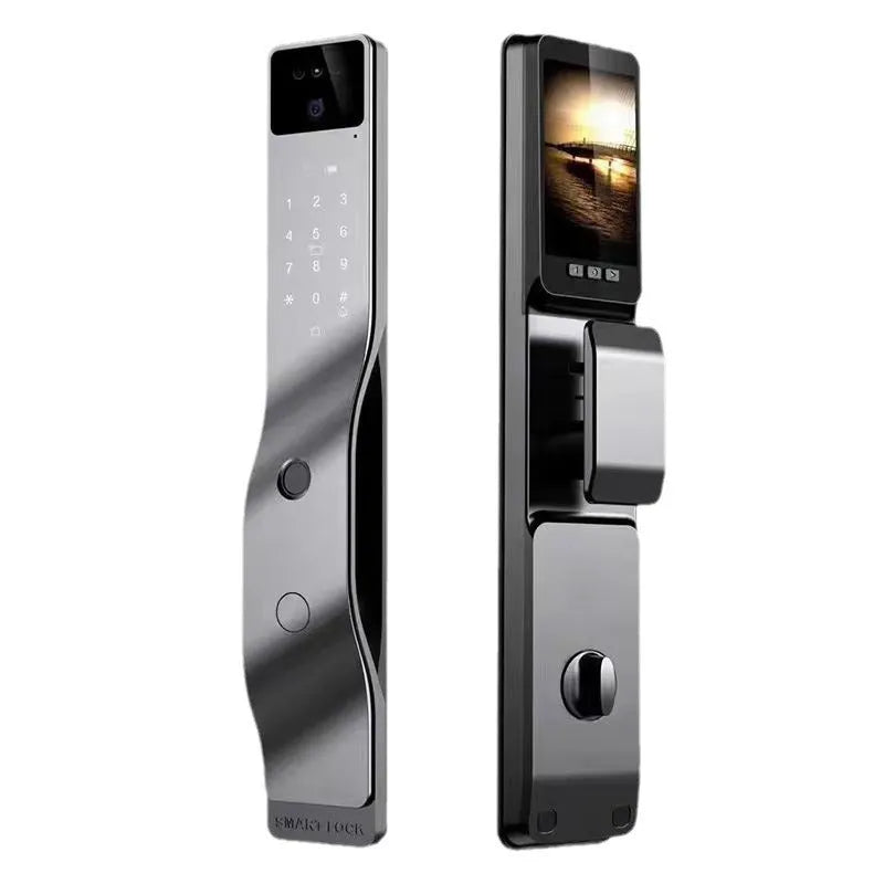 F7 face recognition smart door lock with fingerprint scanner and keypad on aluminium alloy body