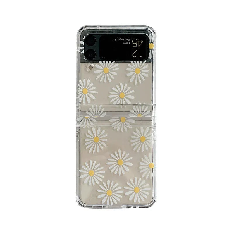 Floral print phone case for Samsung Z Flip folding phone in Daisy colour.