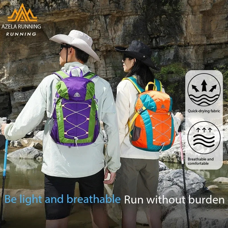AZELA 20-litre colour-block hiking backpack in black, lightweight for camping and travel