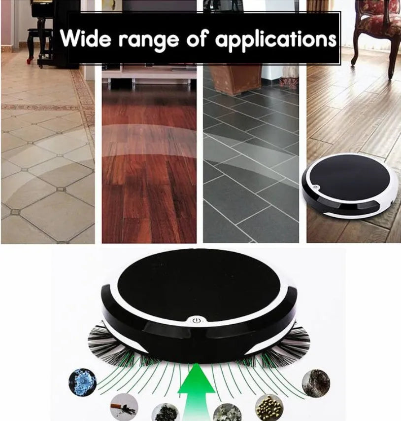 Smart home sweeping robot with 350ml dust box, 2400mAh battery, 27cm x 27cm x 6.5cm ABS body, EU US plug options
