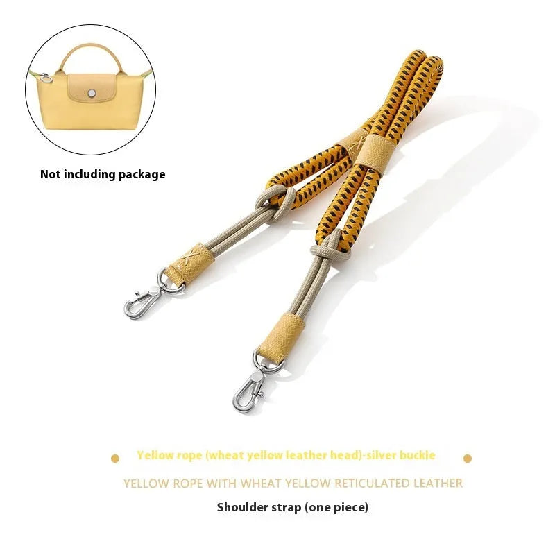 Braided rope shoulder strap with alloy buckle for punch-free bag modification