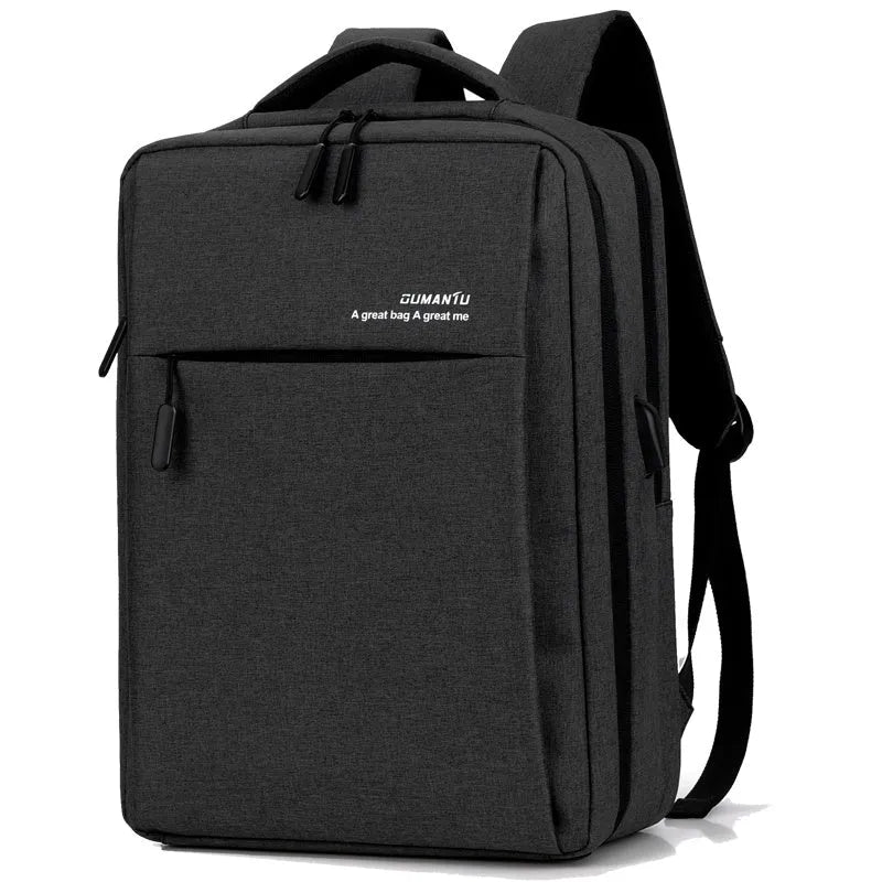 Waterproof shockproof rechargeable backpack laptop bag Oxford cloth shoulder carry black