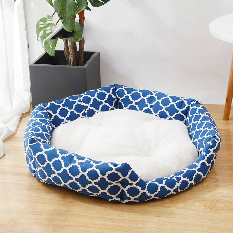 50cm indoor pet nest in deerskin velvet and cotton cloth with PP cotton filling, blue or white