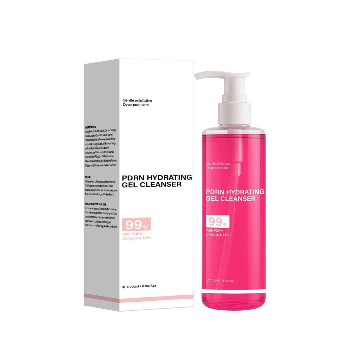 PDRN moisturizing jelly foam facial cleanser 200ml in compact white container