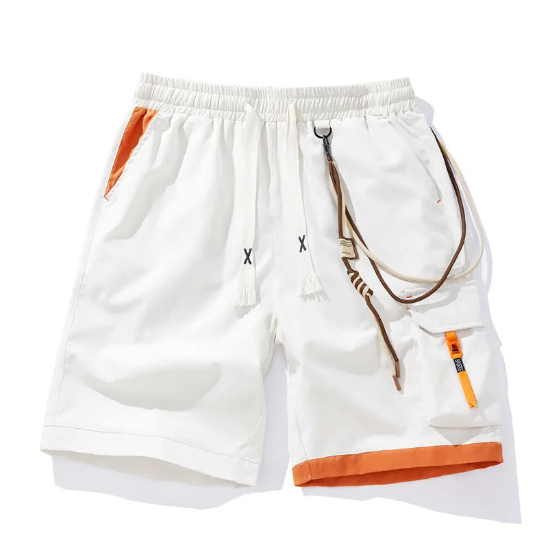 Men's plus size bamboo fibre sports shorts in a loose, high elasticity straight-leg cropped fit