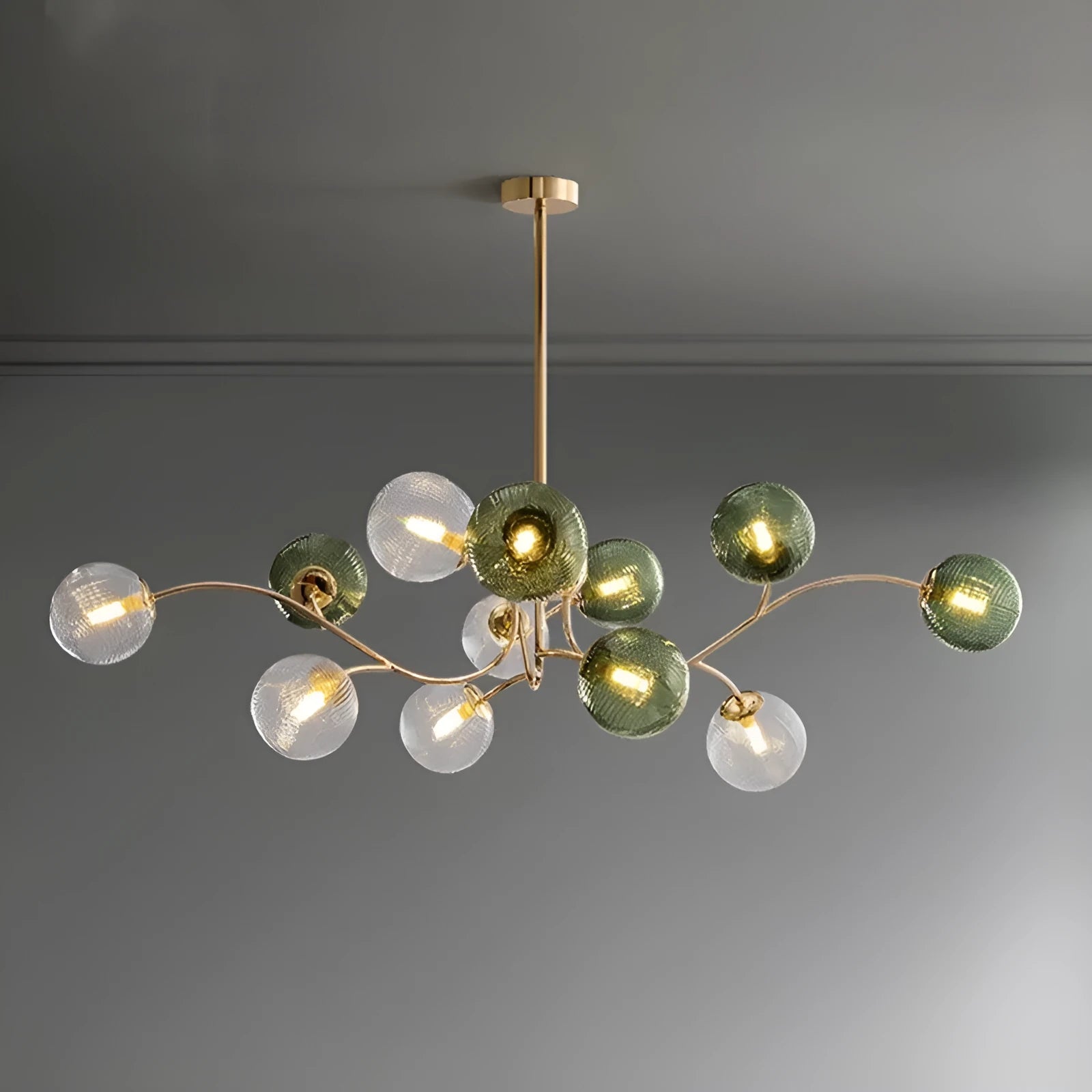 Nordic style adjustable pendant ceiling light with multiple heads in a modern living room.