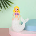 Plastic mermaid LED night light with colourful glow, 15.4cm high, available in white, pink, or blue