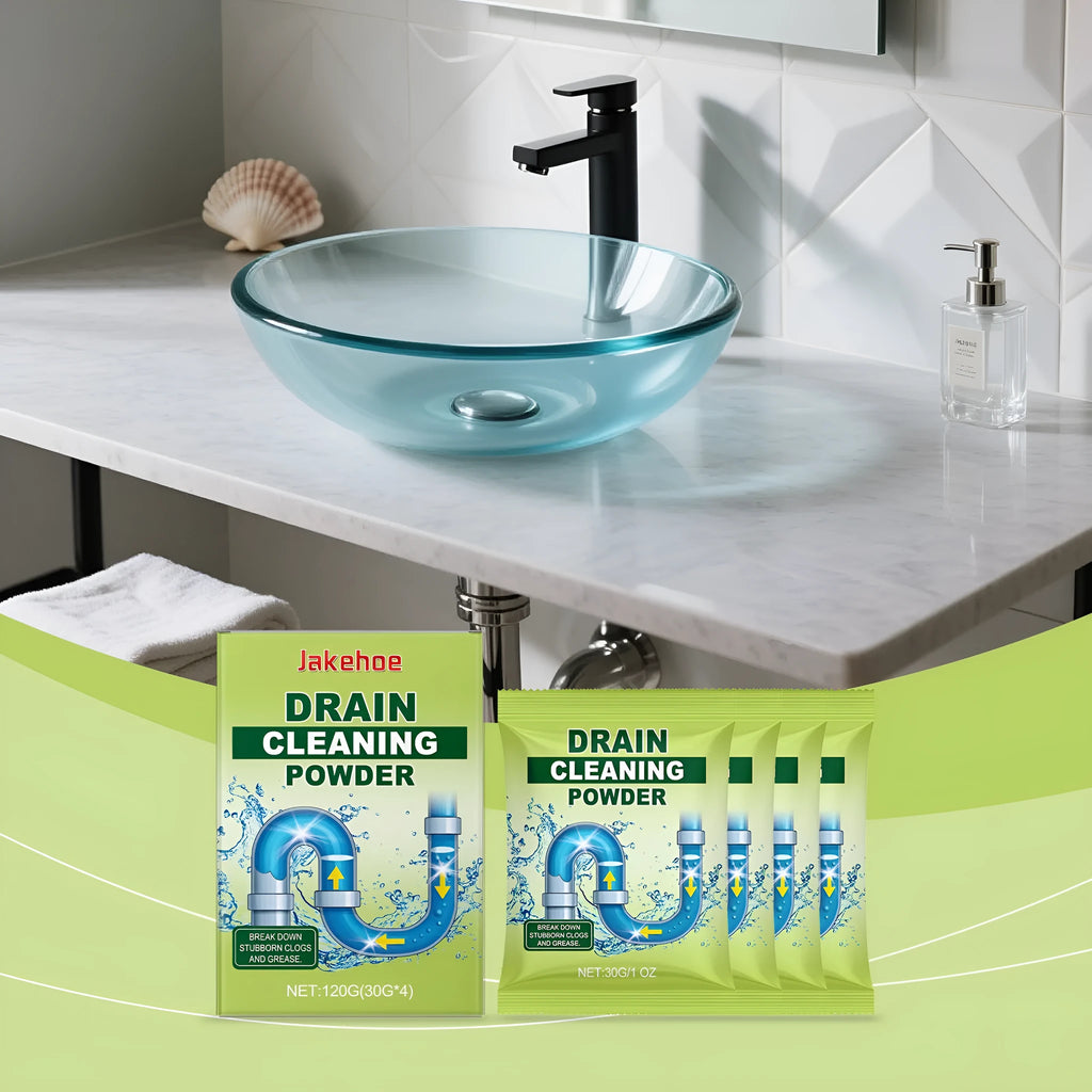 120g container of drain cleaning powder with sodium hydroxide for unblocking sinks