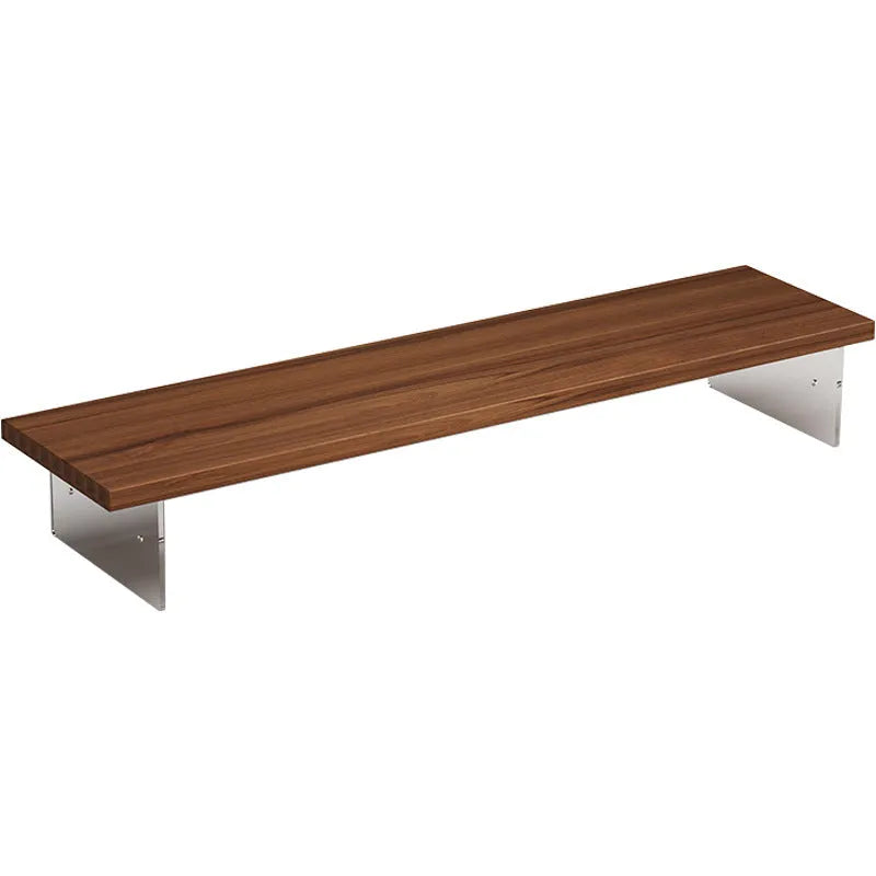 Wooden computer riser stand with acrylic legs, single-layer desk organiser in black or white, 40cm to 120cm