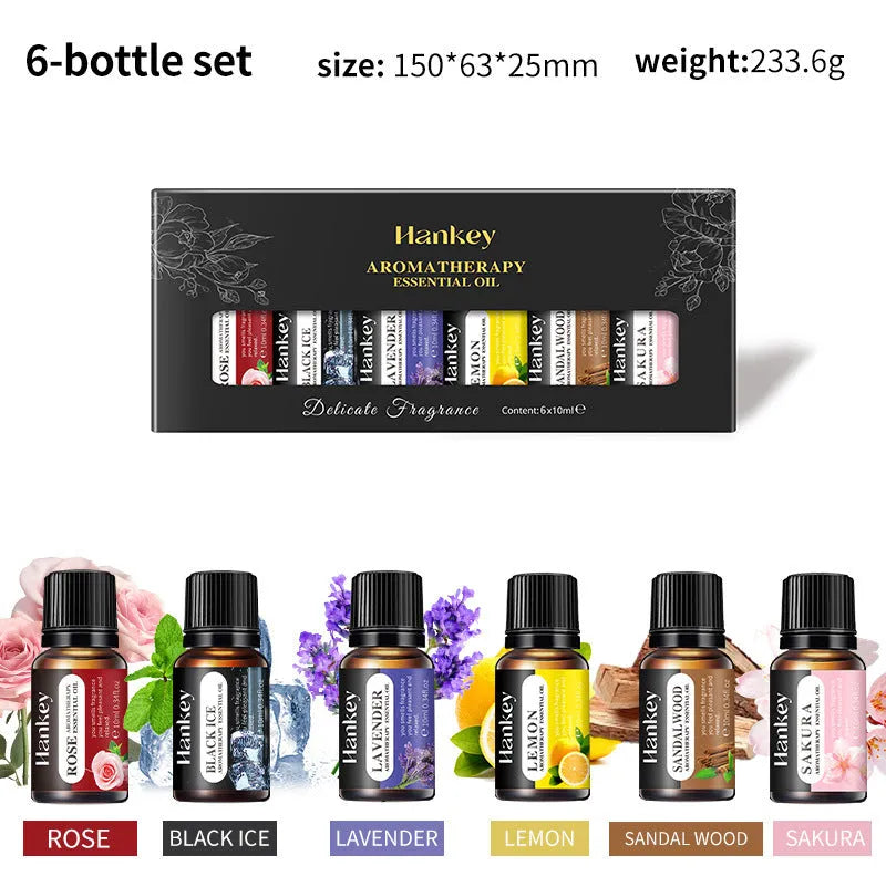 Water-soluble aromatherapy essential oil set in presentation box with multiple bottles