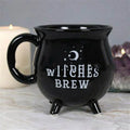 Black ceramic witch coffee mug with cartoon pattern, porcelain cup, 301-400ml capacity, Halloween themed drinkware