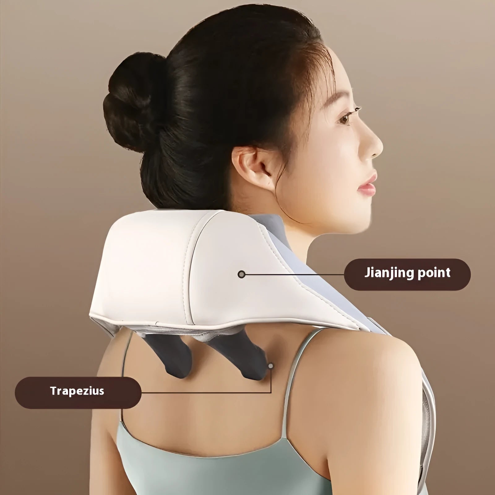 Foldable electric neck and shoulder massager with rechargeable battery in blue colour