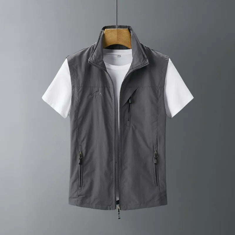 Men's hooded rabbit fur vest in slim fit for outdoor casual wear
