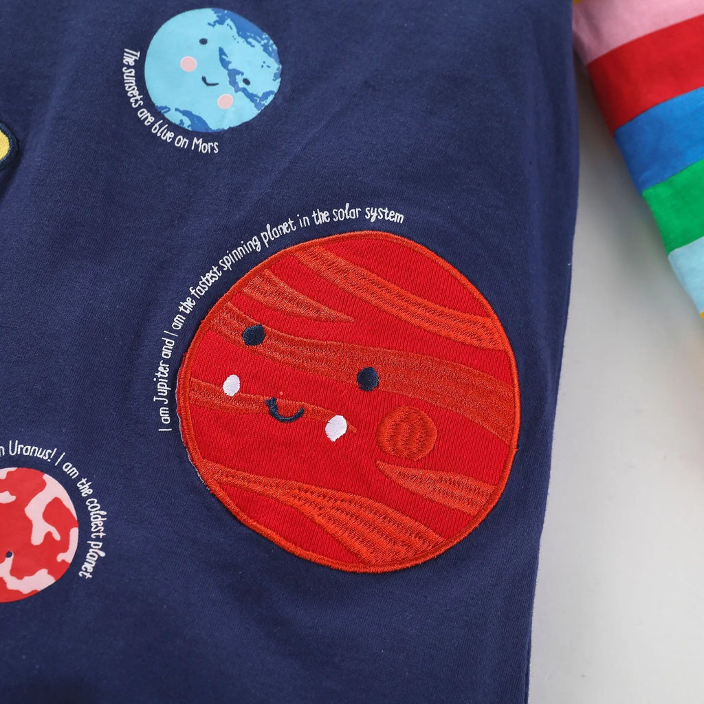 Children's autumn dress, long sleeve, cotton knitted, cartoon pattern, A-line skirt, sizes 90cm to 140cm