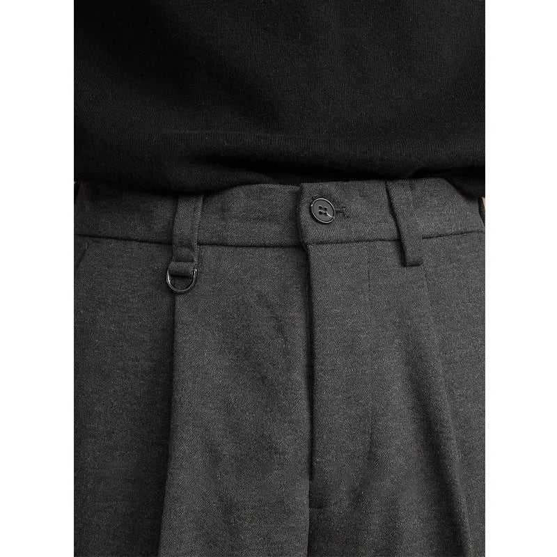 Men's straight-leg trousers in polyester fabric available in multiple colours with business casual styling