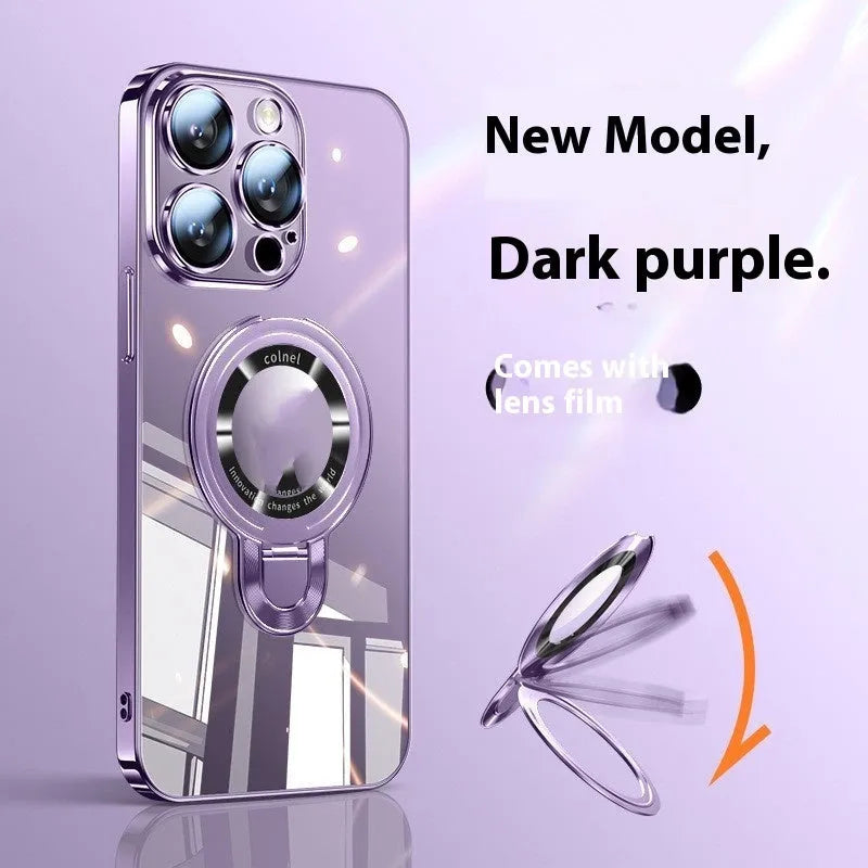 Desert Gold PC phone case with integrated bracket and magnetic suction for iPhone 17 Pro Max