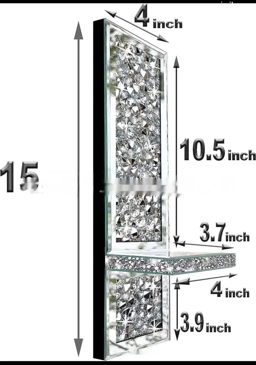 Pair of silver mirror glass candle holders for wall mounting, modern design