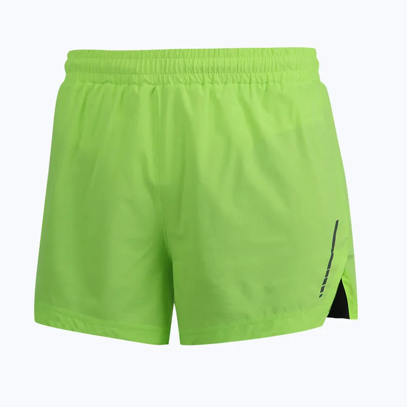 Unisex quick-dry running shorts in grey, shown in a straight-leg fit for athletic movement.