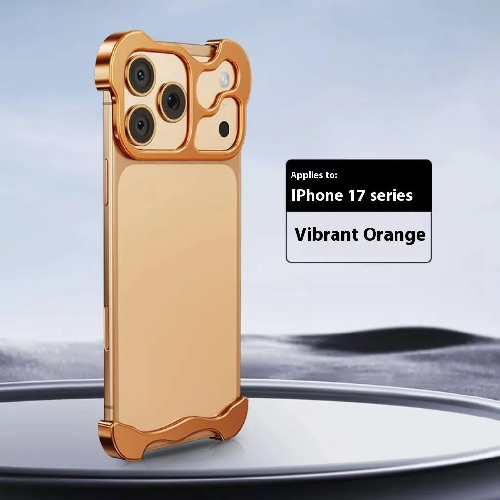 Metal frameless matte phone case for iPhone17 series in black colour