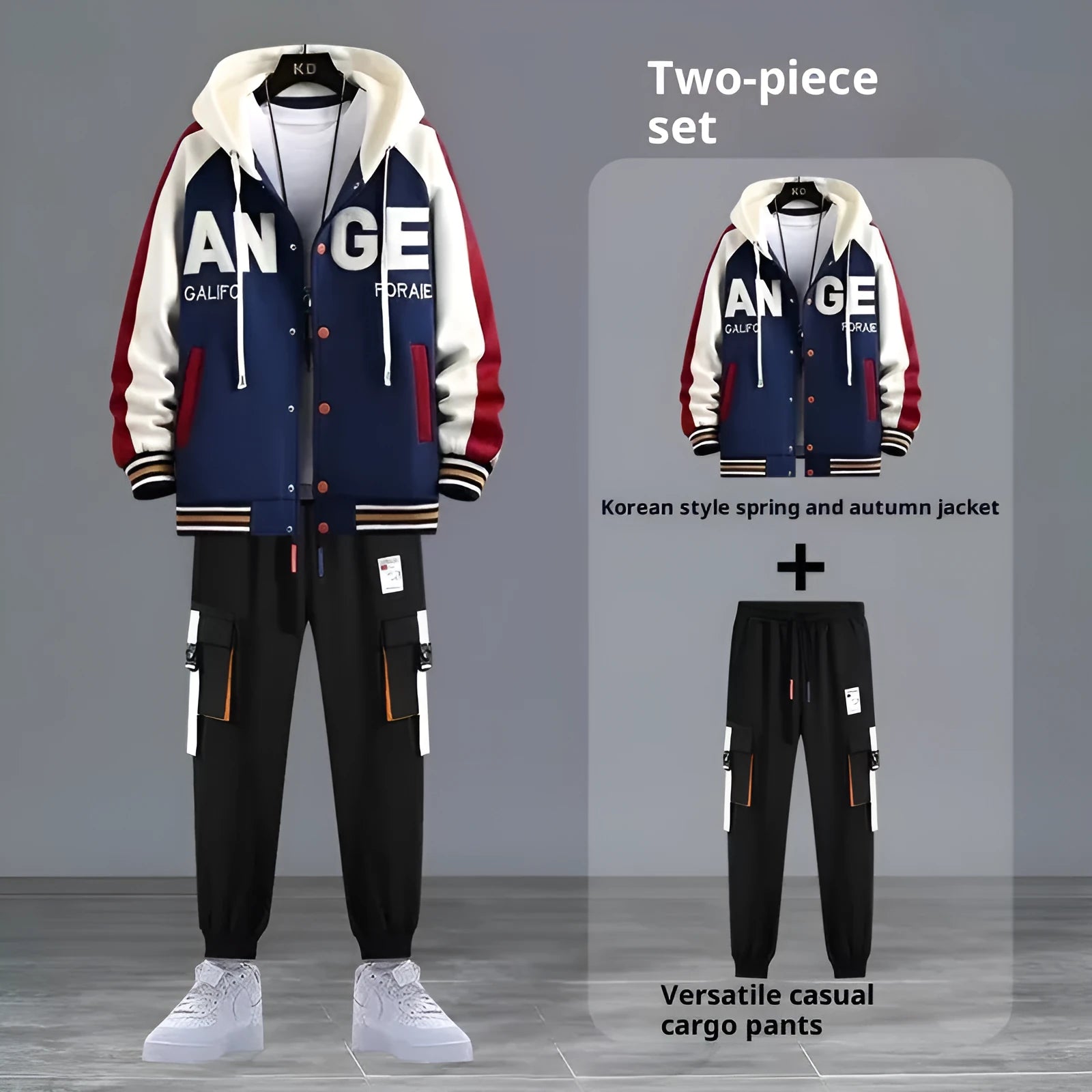 Youth hooded sweater jacket sports suit in black with matching trousers, polyester blend, size S to 3XL