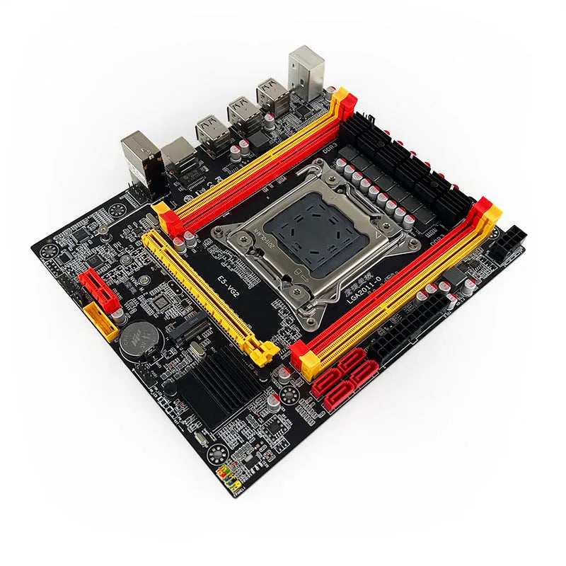 X79-VG2 desktop motherboard showing LGA 2011 socket, DDR3 slots, PCIe 16X slot, and connectivity ports.
