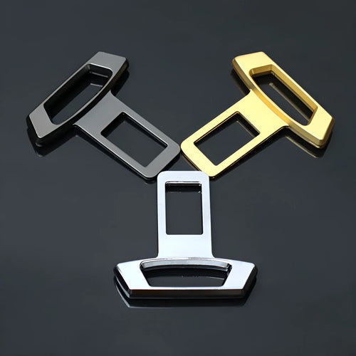 Metal car dashboard silencer insert showing matte black, gold, and silver colour options