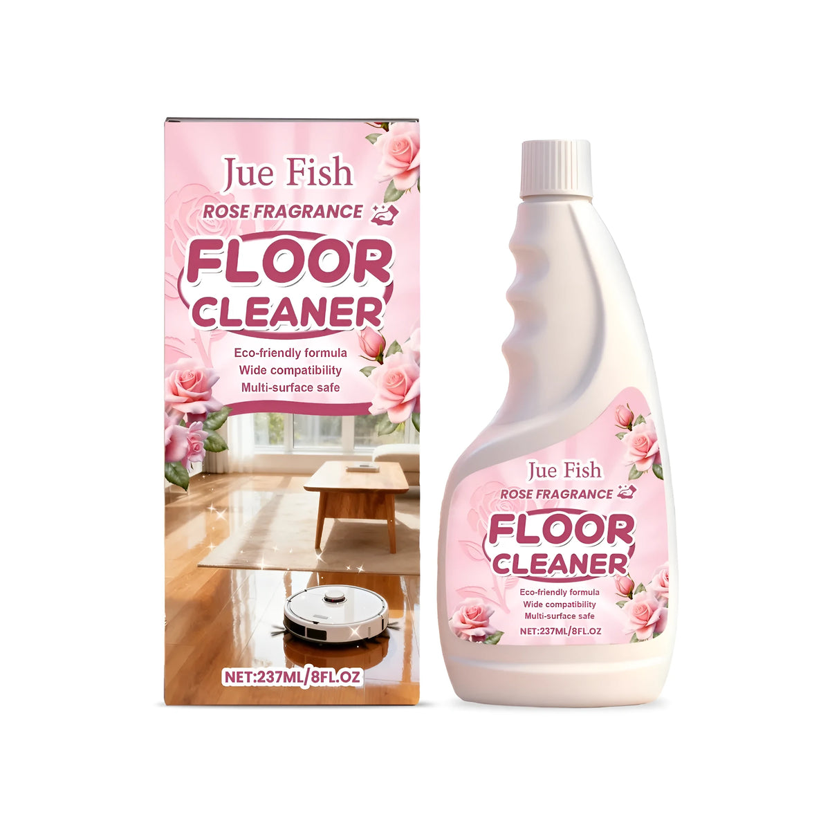 237ml floor cleaner bottle with Rosa Rugosa flower extract and water-based formula for hard floors