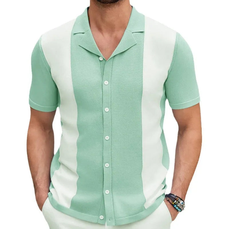 Men's Tencel polo shirt in green, wine red, or black, sizes M to 3XL, business casual style.