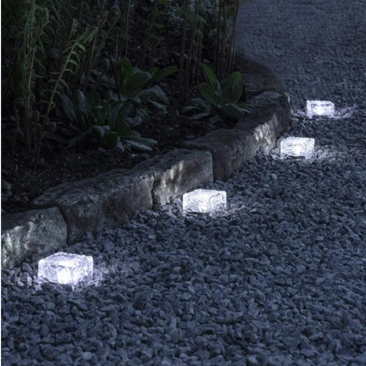 Solar LED floor tile light 10x10cm acrylic top aluminium frame garden path lighting warm white