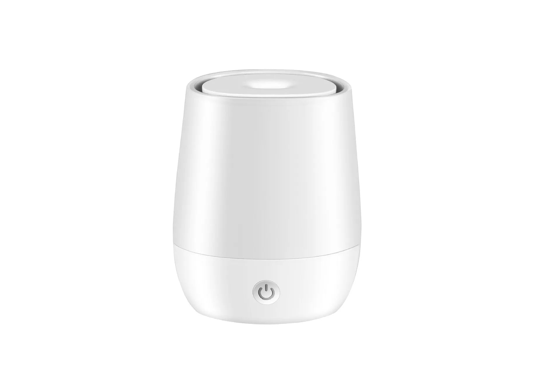 White USB aromatherapy diffuser with simulation flame effect showing water tank and Type-C port